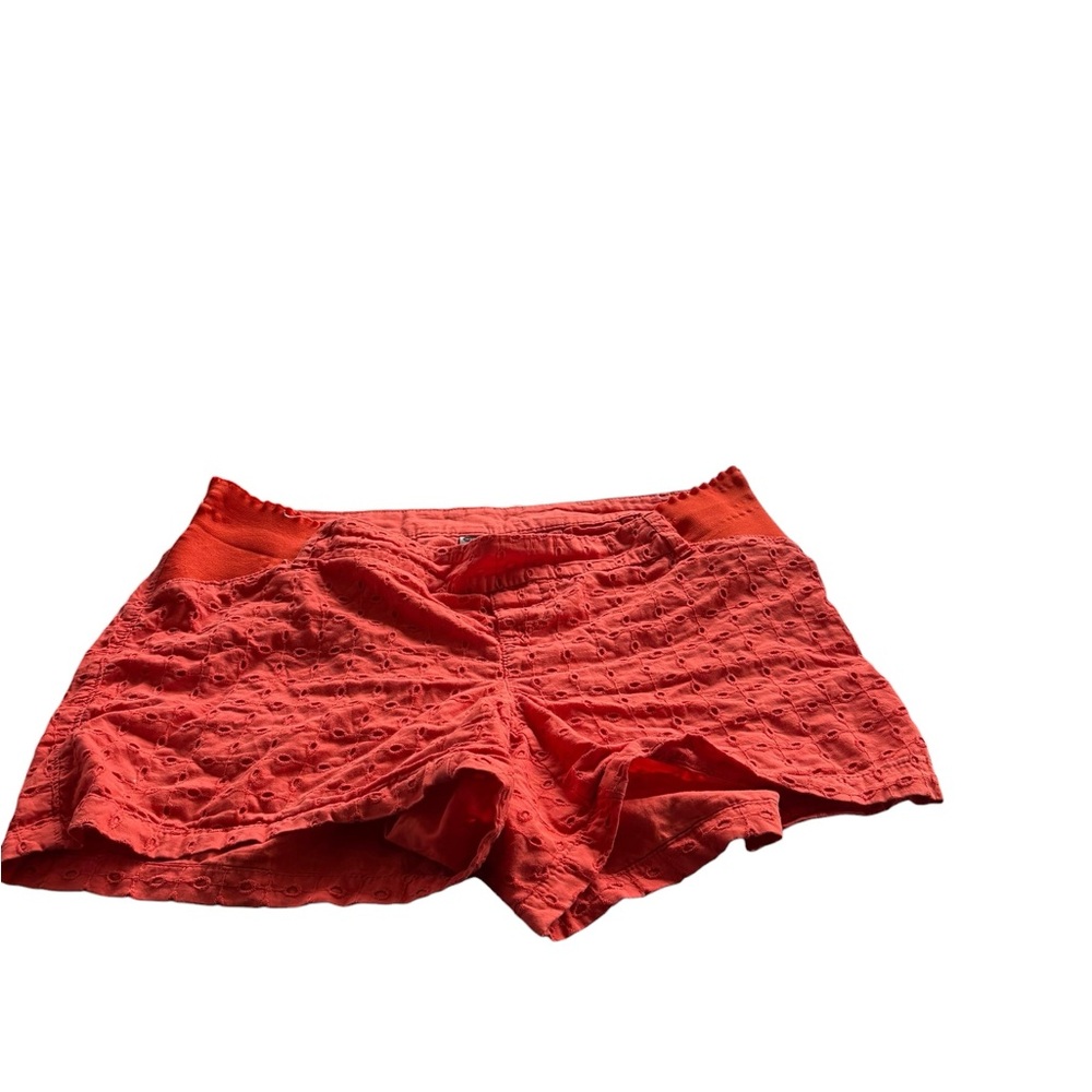Old Navy Women Maternity Sz 8 Shorts Coral Side Panel Stretch Comfy!